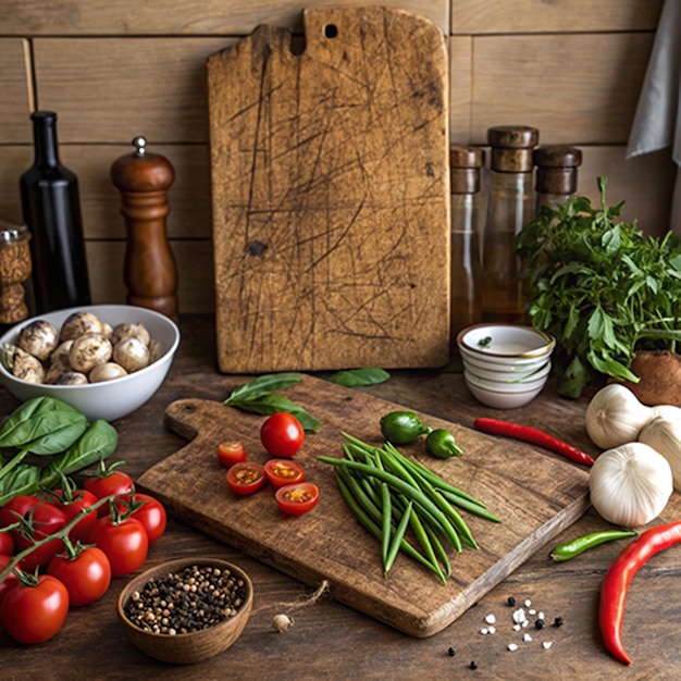 Pracovná doska s ingredienciami